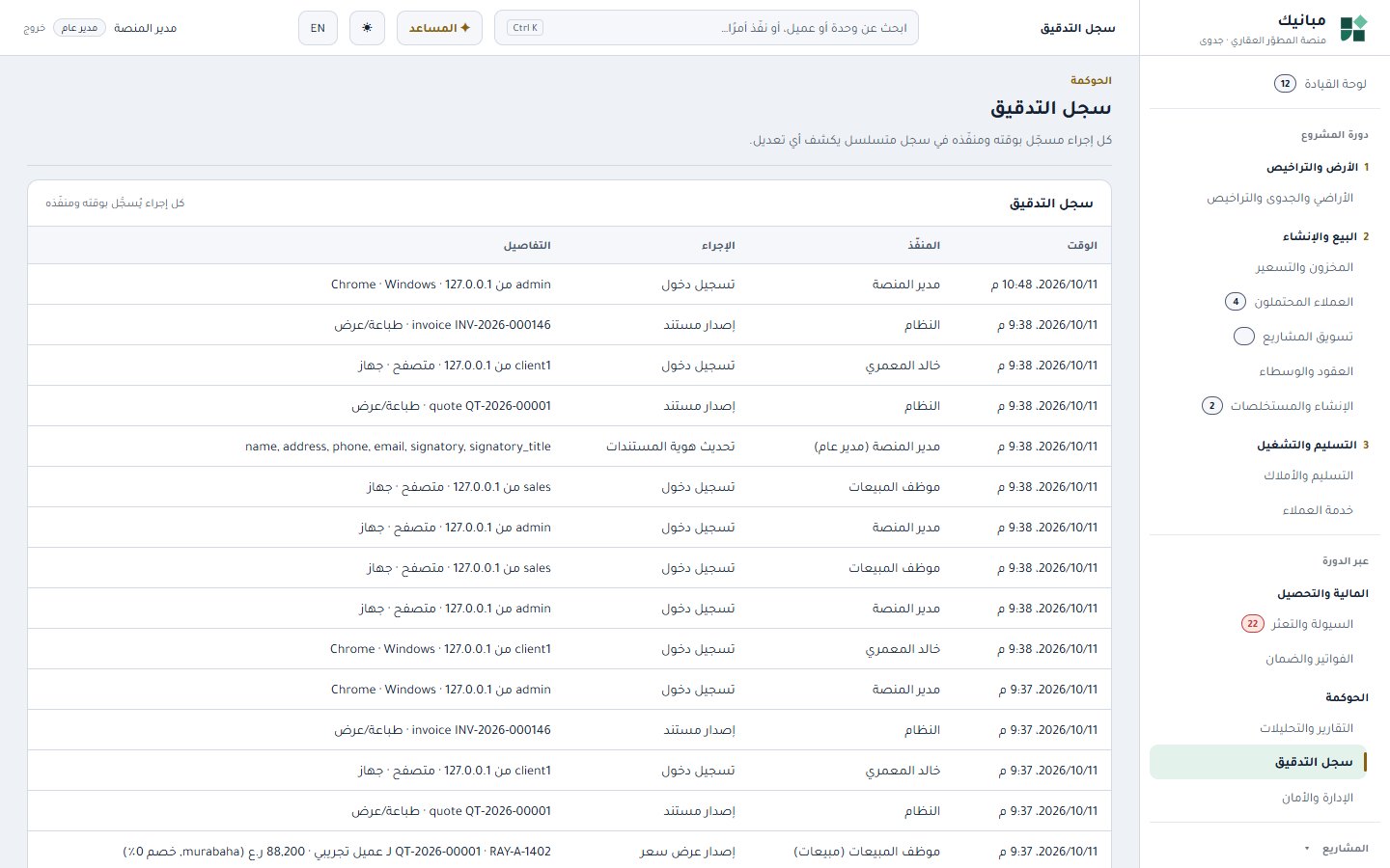 Audit log